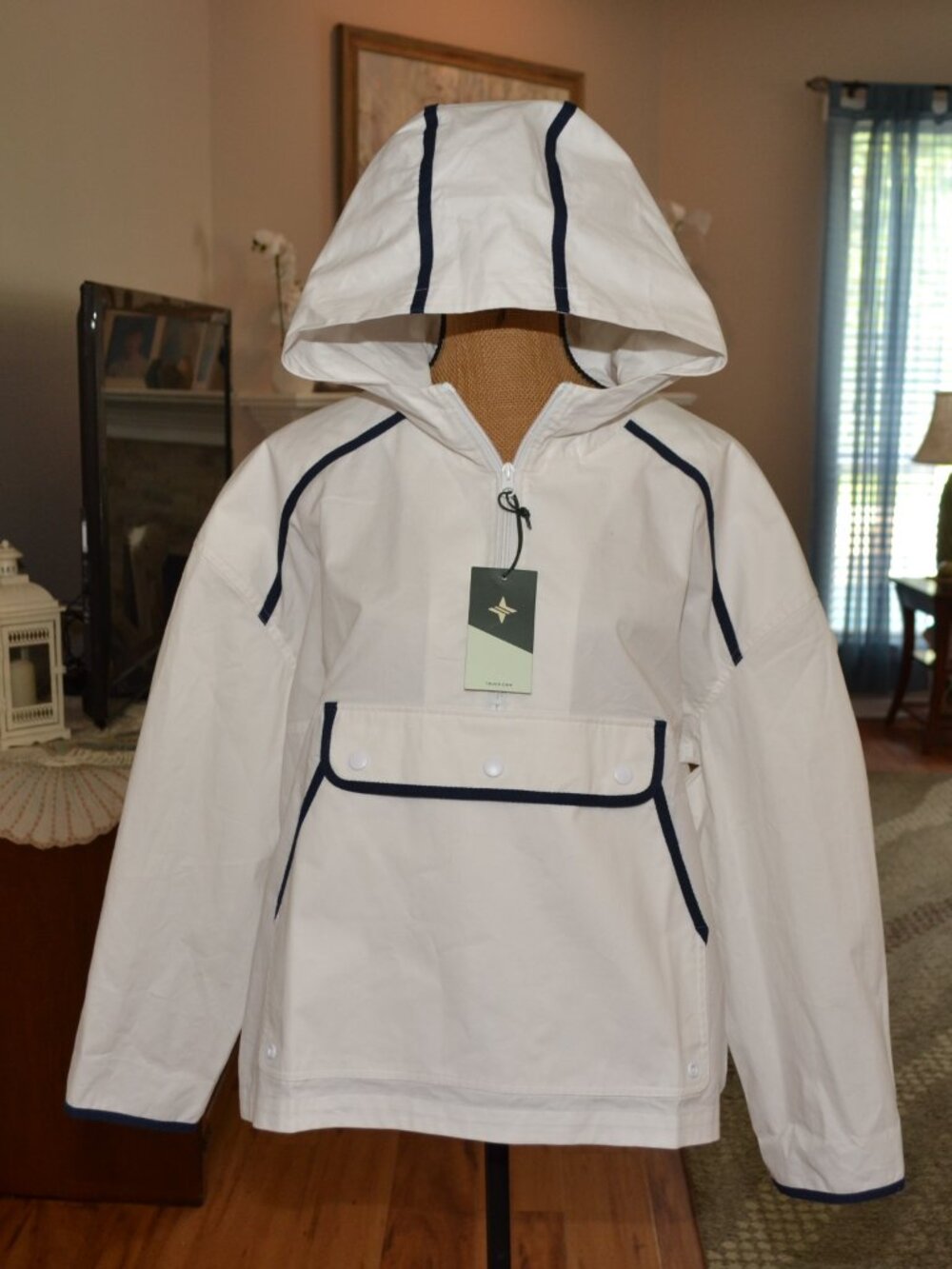 Tuckernuck Tnuck Sport White Navy Water Repellant Nantucket Anorak Jacket, XL - Picture 3 of 13